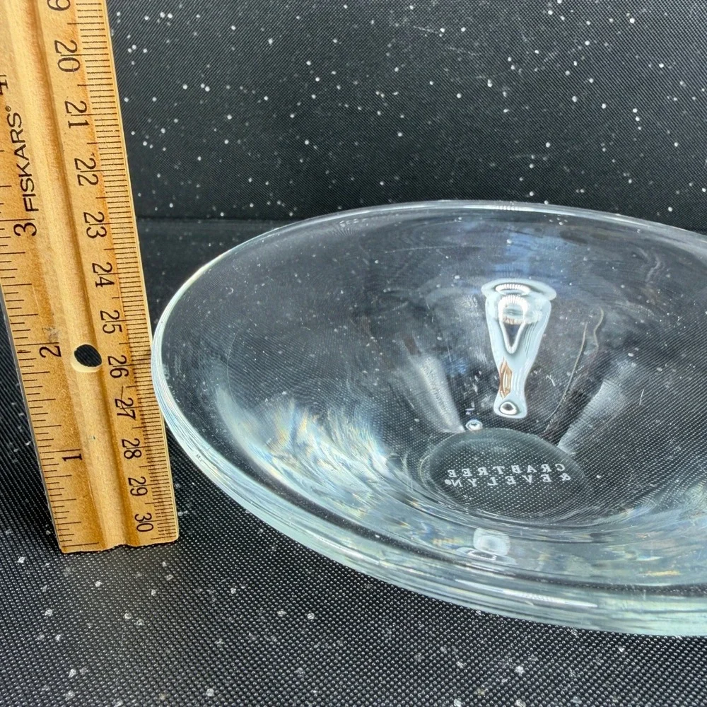 Crabtree & Evelyn Clear Glass Flared Vanity Dish Trinket Bowl 6 Inch Container